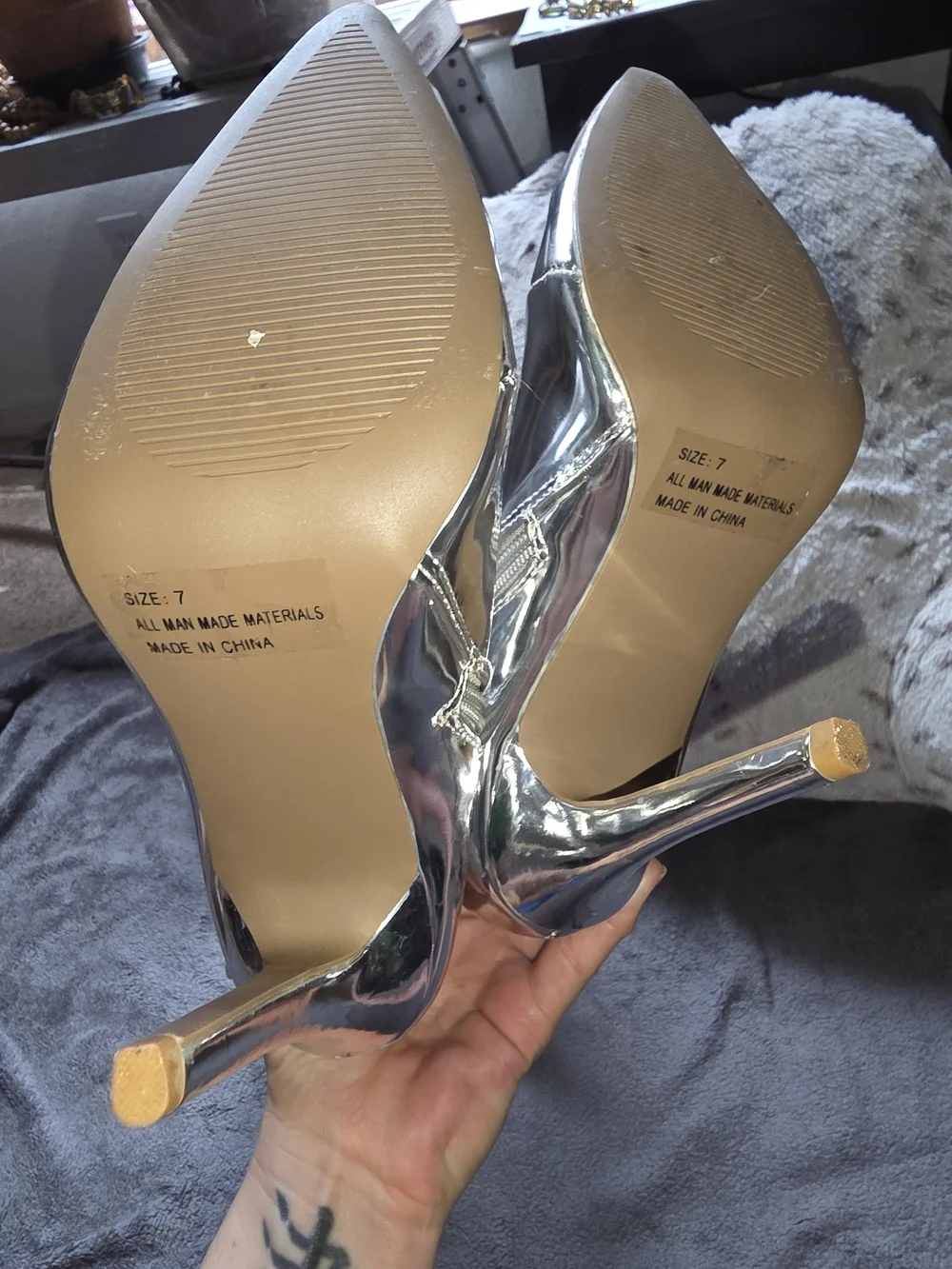 Metallic Silver Stiletto Boots